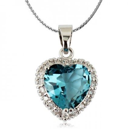 Picture of Heart Shaped Crystal Pendant Necklace - Blue Zircon Crystal