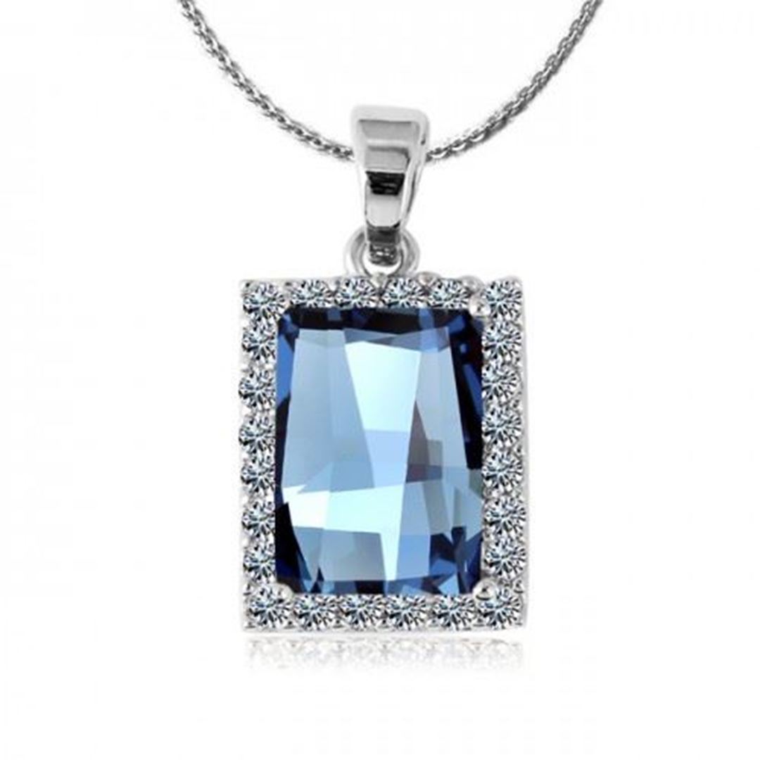 Picture of Square Shaped Crystal Pendant Necklace - Blue Zircon Crystal