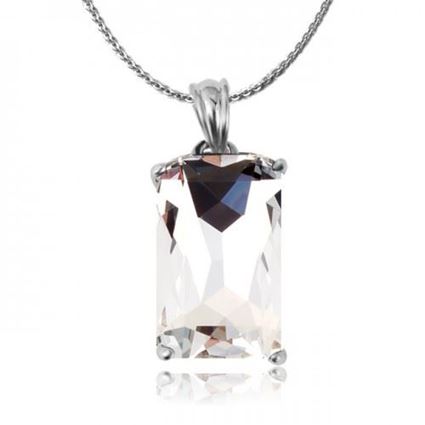 Picture of Square Shaped Crystal Pendant Necklace - White Zircon Crystal