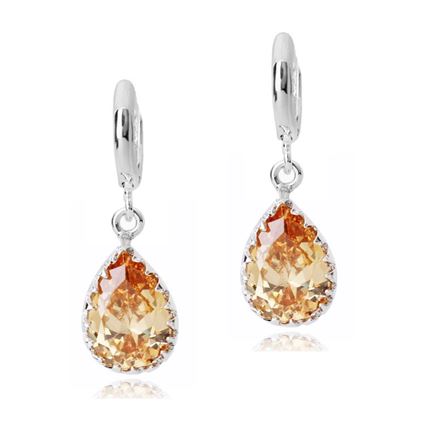 Picture of Teardrop Earrings - Yellow Zircon Crystal