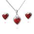 Picture of Heart Shaped Crystal Earring Necklace Set - Red Zircon Crystal